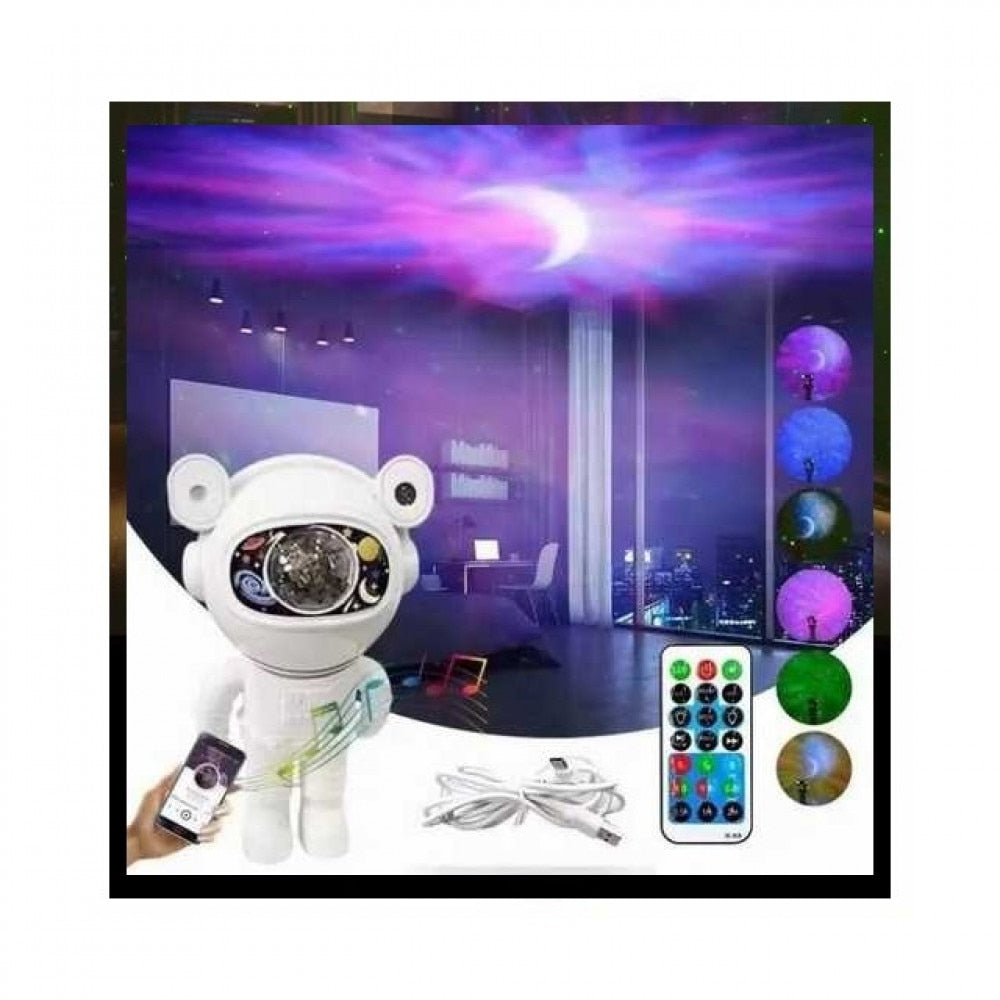 Proiector Astronaut cu Stele și Efect Aurora, 8 Moduri, Lampă de Veghe pentru Copii