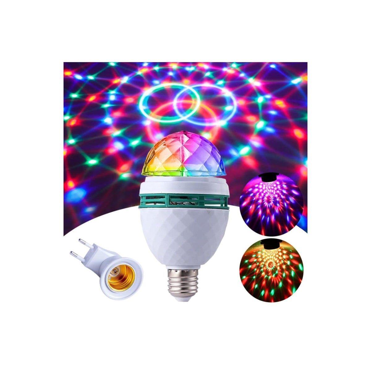 Bec LED Rotativ E27 3W cu Adaptor pentru Priză, Alb