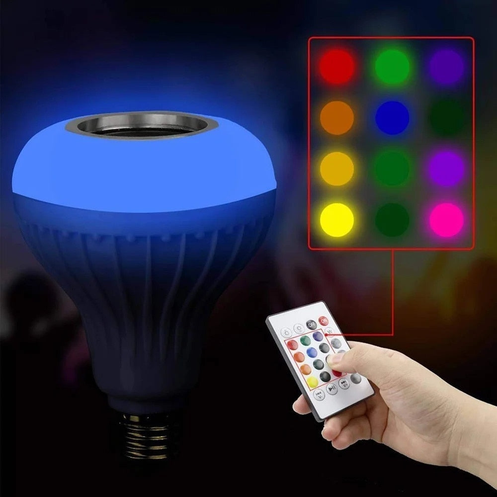 Bec Muzical LED Bluetooth E27 cu Difuzor Încorporat, Lumini RGB și Telecomandă