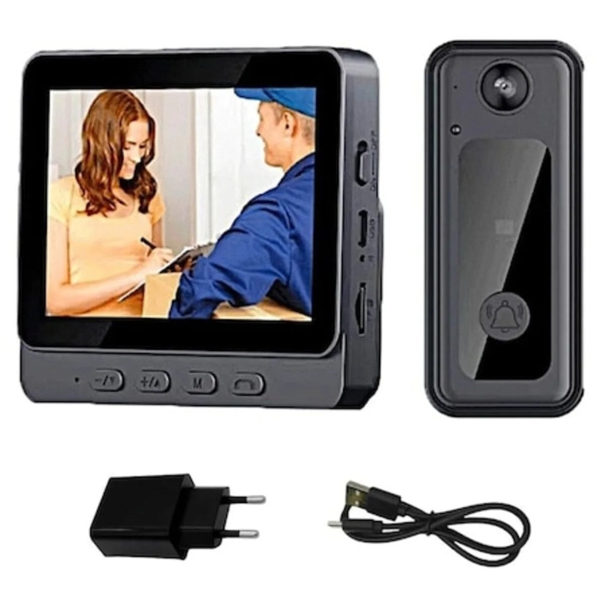 Sonerie Video Wireless cu Cameră 8MP, Vedere Nocturnă, Unghi 170° și Interfon Bidirecțional