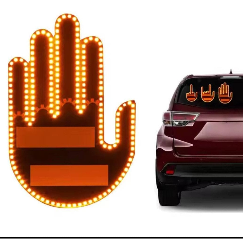 Semn LED Auto în Formă de Mână, cu Telecomandă și 4 Moduri de Afișare