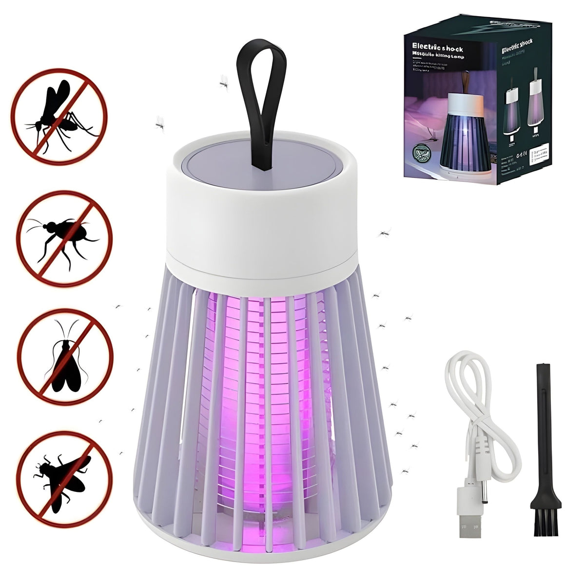 Lampă UV Anti-Insecte USB pentru Țânțari, Muște și Musculițe, Acțiune 360°, Silențioasă