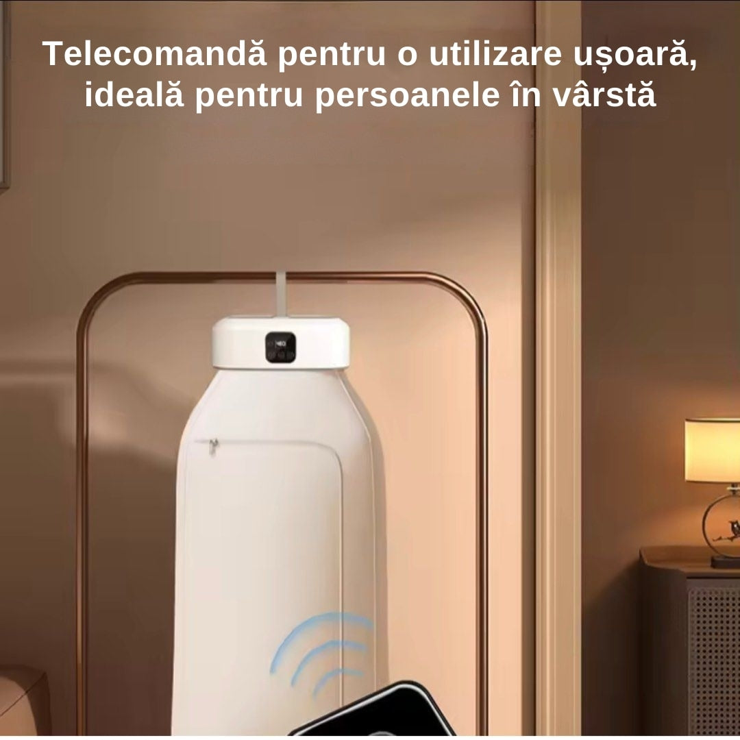 Uscător de rufe electric portabil, 10 kg, cu aer cald 360° și sterilizare UV