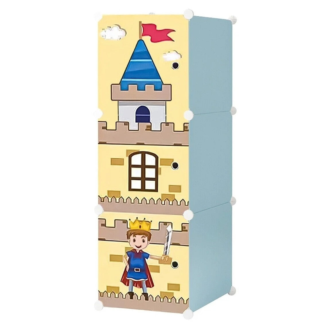 Dulap UniBox pentru Camera Copiilor, 3 Compartimente, Multicolor, 37 x 37 x 111 cm