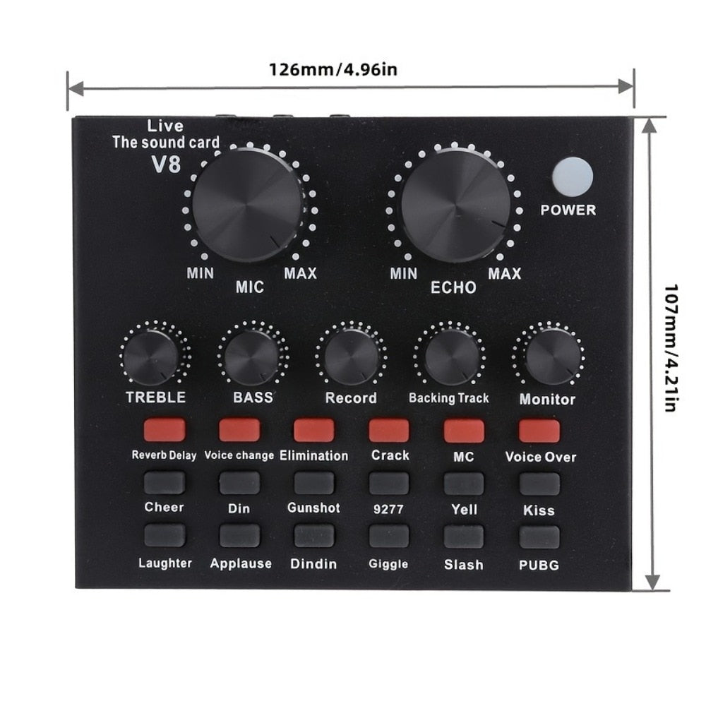 Microfon Profesional de Studio cu Condensator MR™ – BM800 + Placă de Sunet V8