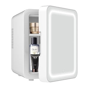 Mini Frigider Cosmetic 8L cu Oglindă, 2 Etaje, Silențios 40 dB