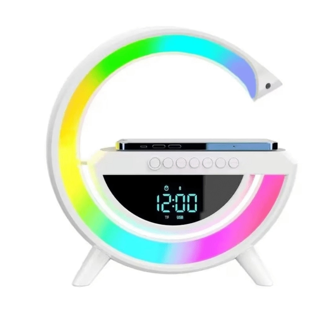 Difuzor Bluetooth cu LED ambient, încărcare wireless și ceas digital BT-3401
