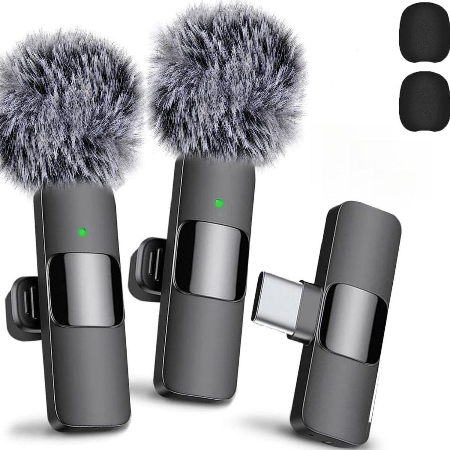 Set 2 microfoane profesionale tip lavaliera USB-C