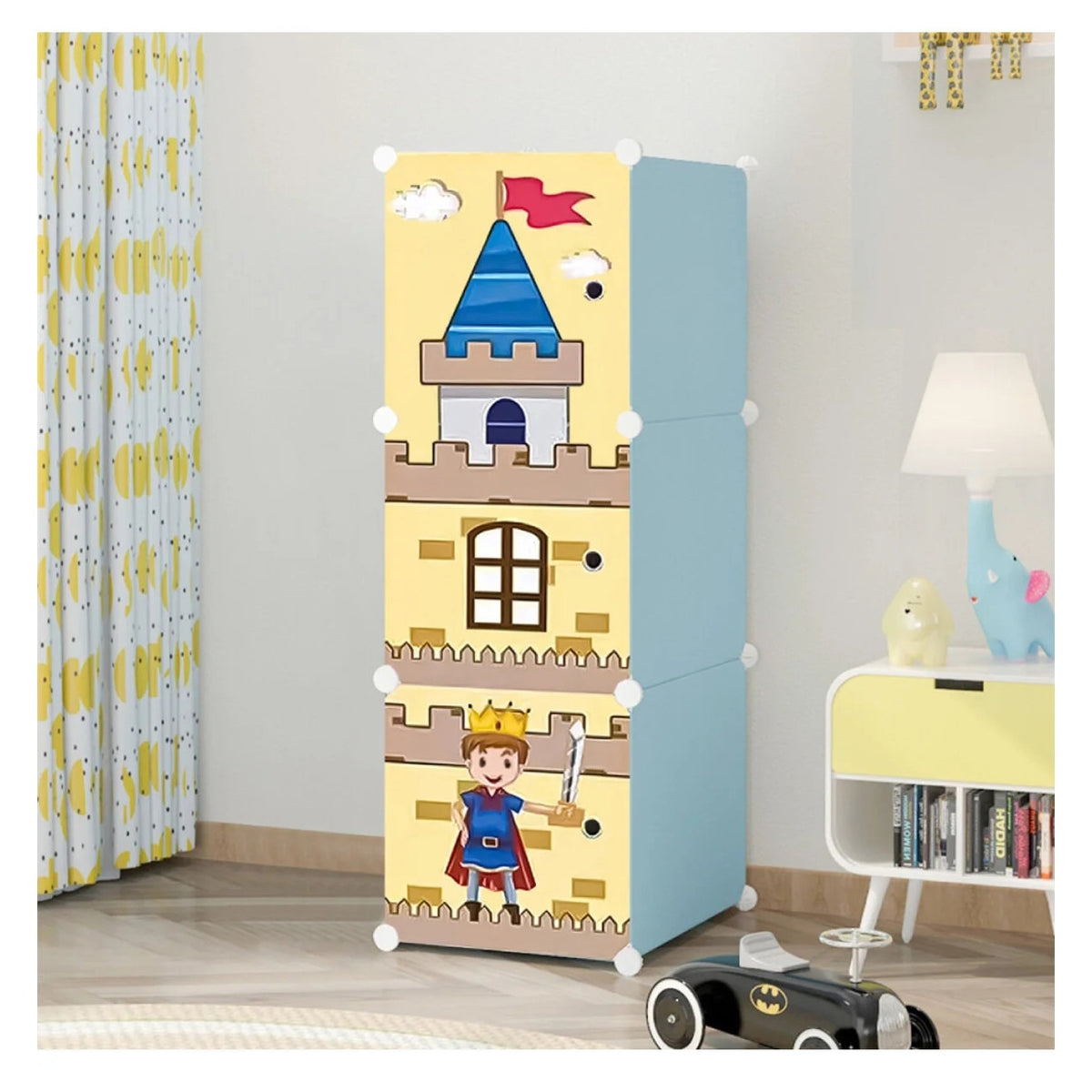 Dulap UniBox pentru Camera Copiilor, 3 Compartimente, Multicolor, 37 x 37 x 111 cm