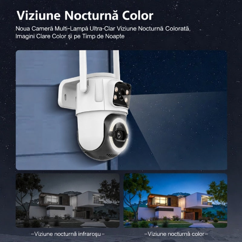 Cameră de Supraveghere Wi-Fi 6MP, IP66, Vedere Nocturnă Color și Urmărire Automată