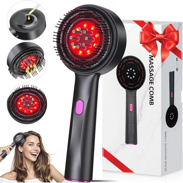 Perie Electrică pentru Scalp cu Masaj, Aplicator de Ulei și Lumină LED, 3 Moduri