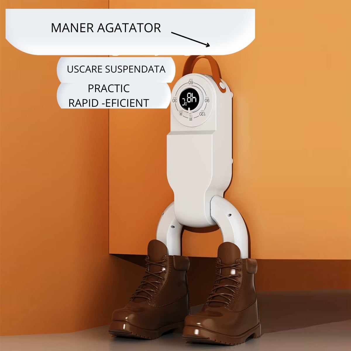 Uscător Electric de Pantofi Pliabil cu Aer Cald 360°, Sterilizare și Timer, Alb