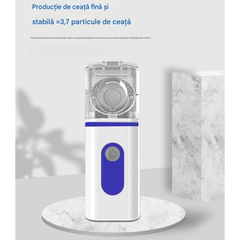 Inhalator portabil compact, particule fine 3.7 nm, cu funcție de autocurățare