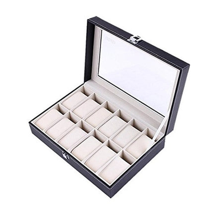 Cutie organizator depozitare 12 ceasuri piele PU
