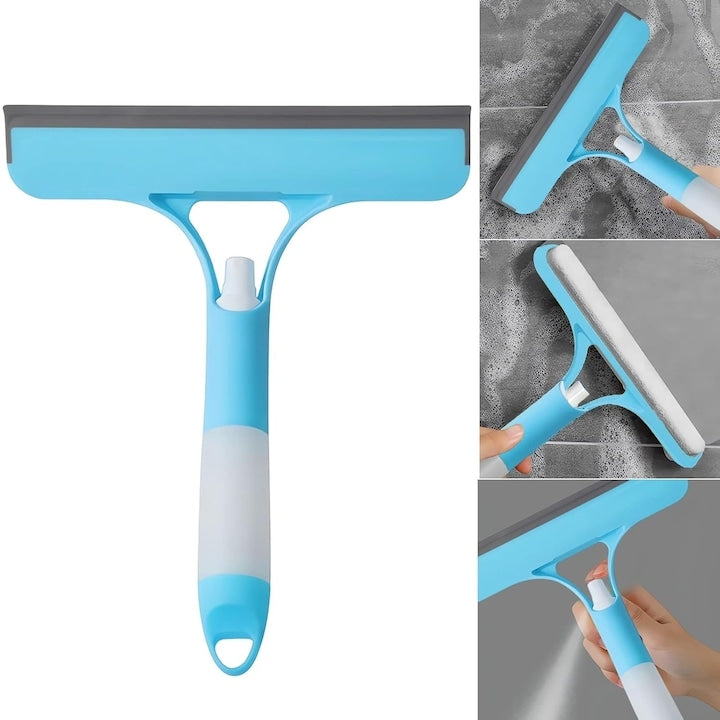 Racletă 3 în 1 cu Pulverizator, Lamă din Silicon și Burete, pentru Geamuri și Mașină