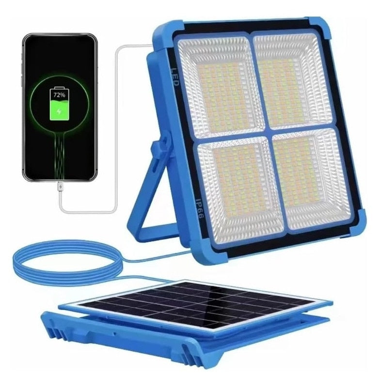 Proiector LED Solar Portabil BL-911 cu 4 Panouri de Lumină, Reîncărcabil, cu Mâner
