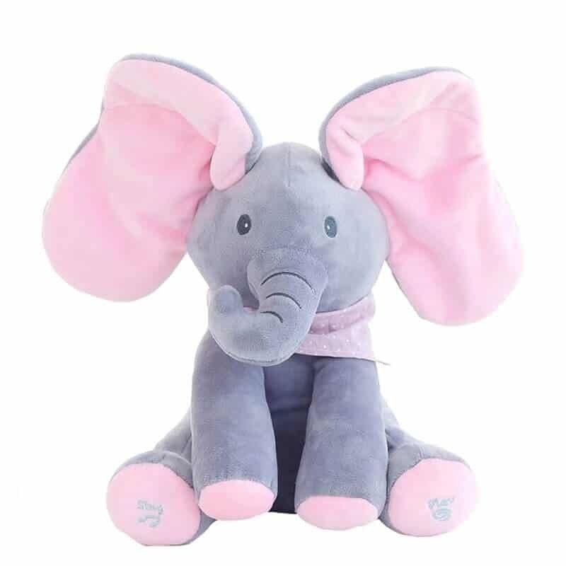 Elefant de Pluș Interactiv Cucu-Bau, Cântă și Își Acoperă Ochii cu Urechile, 30 cm