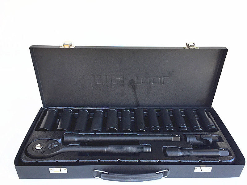 Trusa profesionala tubulare impact 1/2" 17 piese Black Chrome