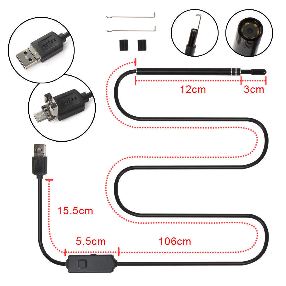 Camera endoscop HD cu LED USB Lightning