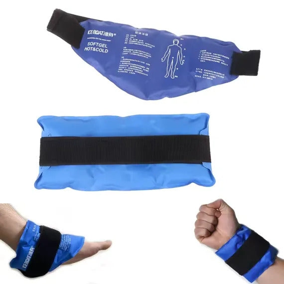 Compresă cu Gel Cald/Rece Reutilizabilă, cu Bandă Elastică de Fixare