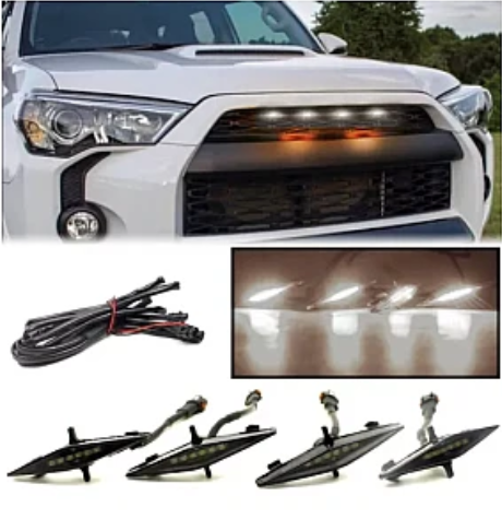 Set 4 lumini de zi si gabarit F3 pentru auto sau autocamioane montaj pe grila 12V/24V