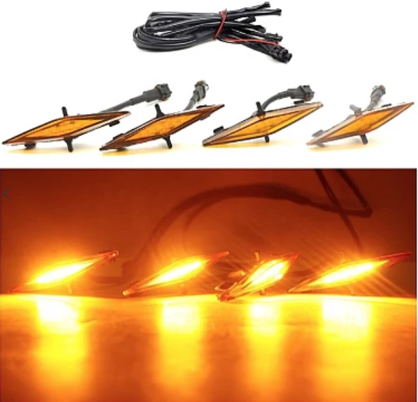 Set 4 lumini de zi si gabarit F3 pentru auto sau autocamioane montaj pe grila 12V/24V