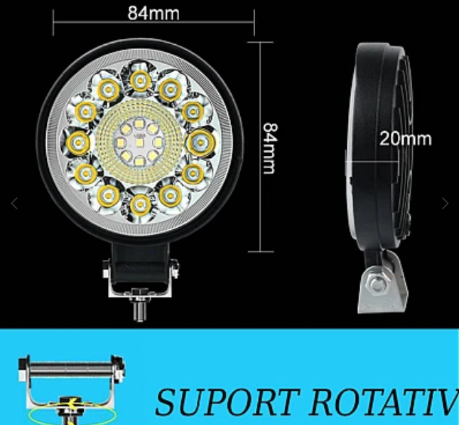 Proiector auto LED Q ZD562 putere 8W 12/24V impermeabil 360 grade ROTUND