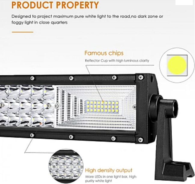 LED Bar Auto 130 CM Curbat 675W leduri pe 3 randuri 12V-24V 49140 Lumeni