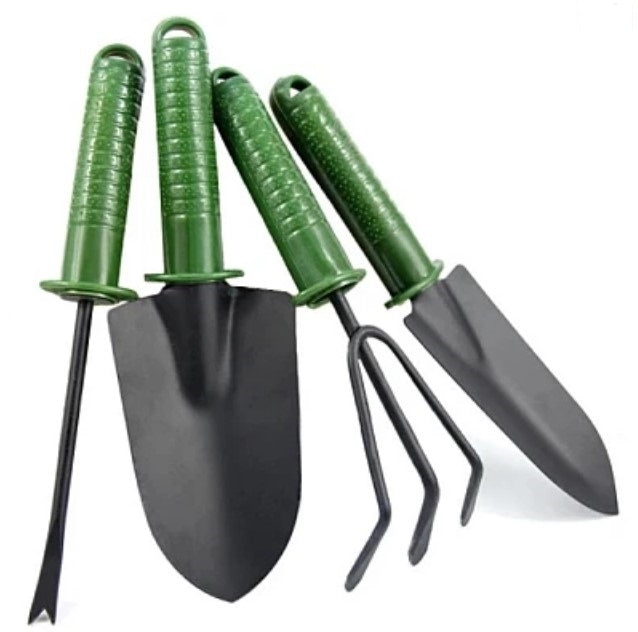 Set 4 unelte pentru gradinarit cu maner verde