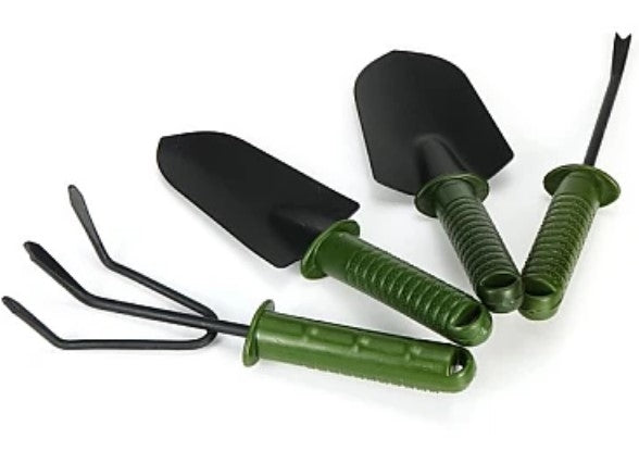 Set 4 unelte pentru gradinarit cu maner verde