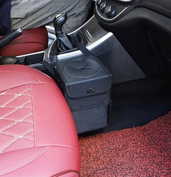 Cos de gunoi auto pliabil cu buzunare de depozitare Negru