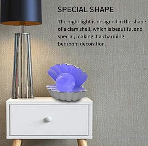 Lampa De Veghe In Forma de Scoica Cu Perla In Interior 8 Culori LED