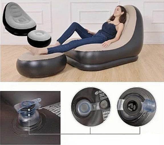 Fotoliu Gonflabil 2in1 Tip sezlong cu taburet inclus 130x99x76 cm