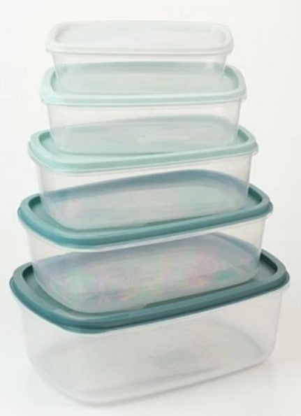 Set 5 caserole Dreptunghiulare cu Capac Plastic dimensiuni individuale