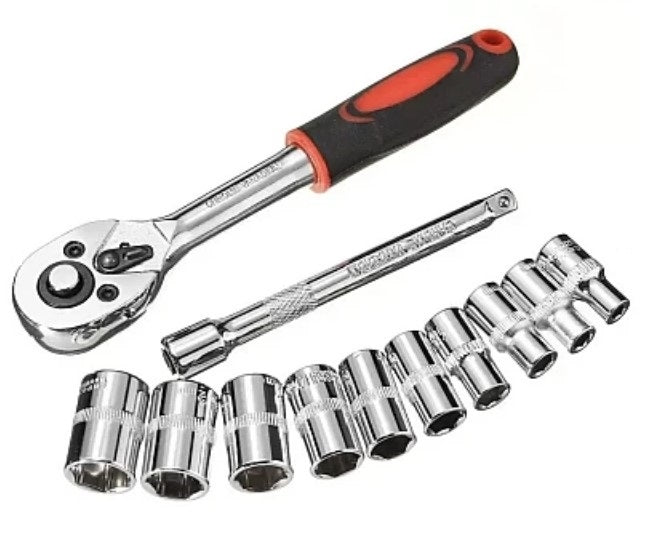 RIB chei tubulare 12 piese 1/4 cu cheie clichet otel crom vanadiu 4-13 mm