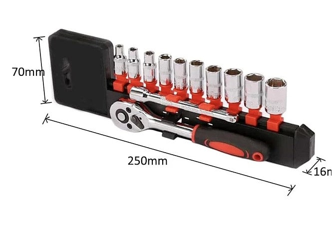 RIB chei tubulare 12 piese 1/4 cu cheie clichet otel crom vanadiu 4-13 mm