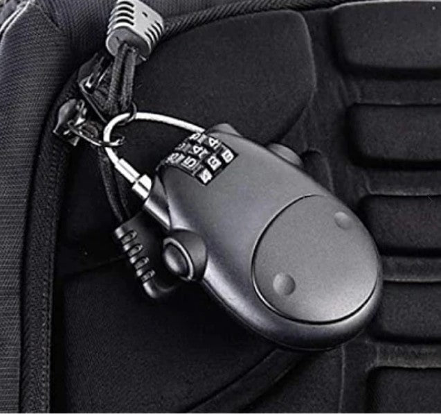 Lacat PREMIUM cu cablu retractabil si cifru Negru