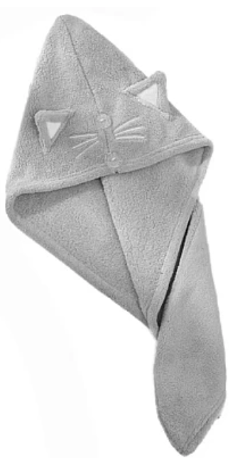 Prosop de baie pentru copii tip Turban din microfriba pentru uscarea parului model pisicuta