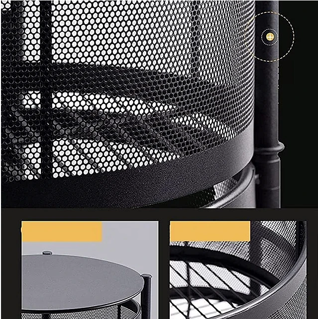 Raft metalic rotund universal cu 4 niveluri negru 34 cm x 75 cm x 30 cm