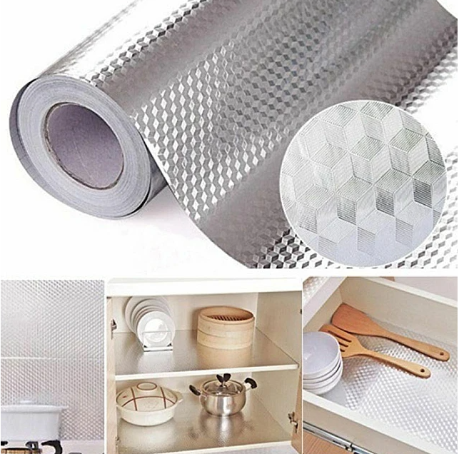 Autocolant ALUMINIU pentru Bucatarie 40x500 cm Model ROMB
