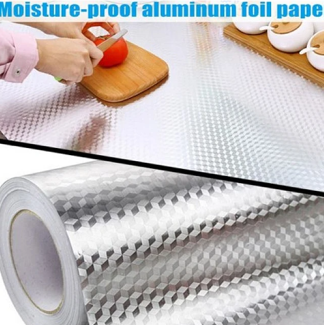 Autocolant ALUMINIU pentru Bucatarie 40x500 cm Model ROMB