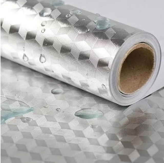 Autocolant ALUMINIU pentru Bucatarie 40x500 cm Model ROMB