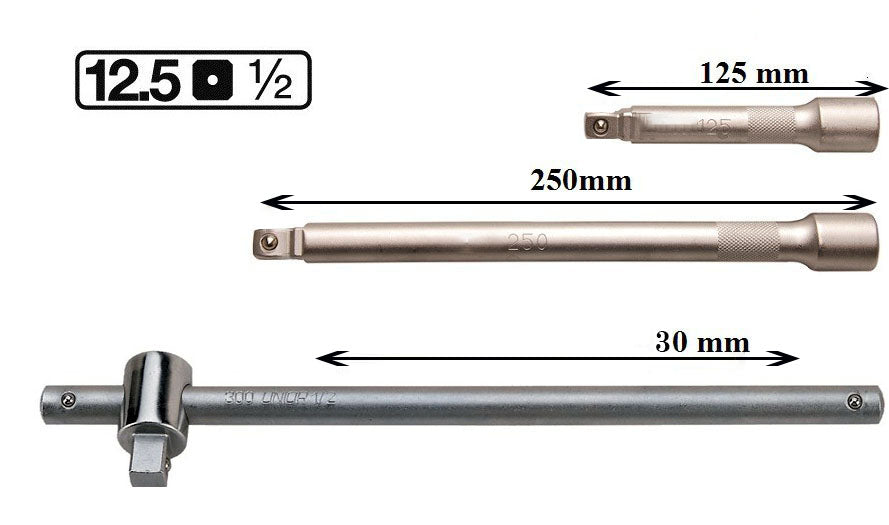 Set 3 piese prelungitor 1/2 si antrenor tip parghie glisanta