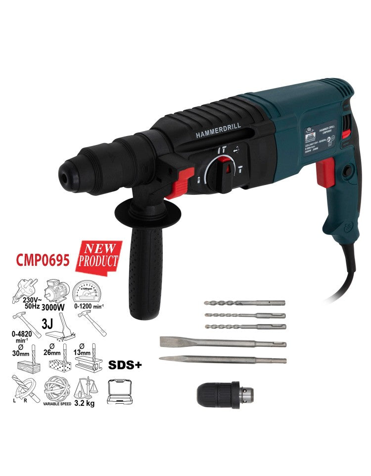Set Ciocan Rotopercutor cu accesorii, putere 3000W