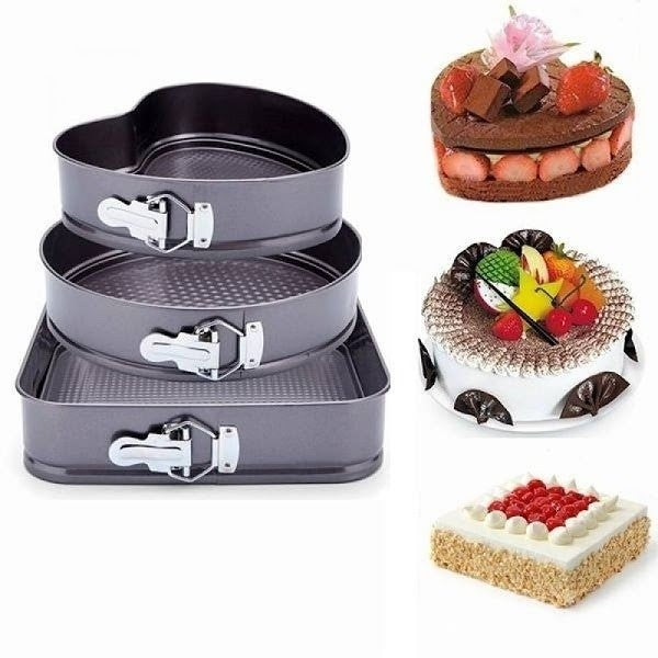 SET 3 FORME PENTRU TORTURI SAU PRAJITURI, FORMA INIMA, ROTUNDA SI PATRATA