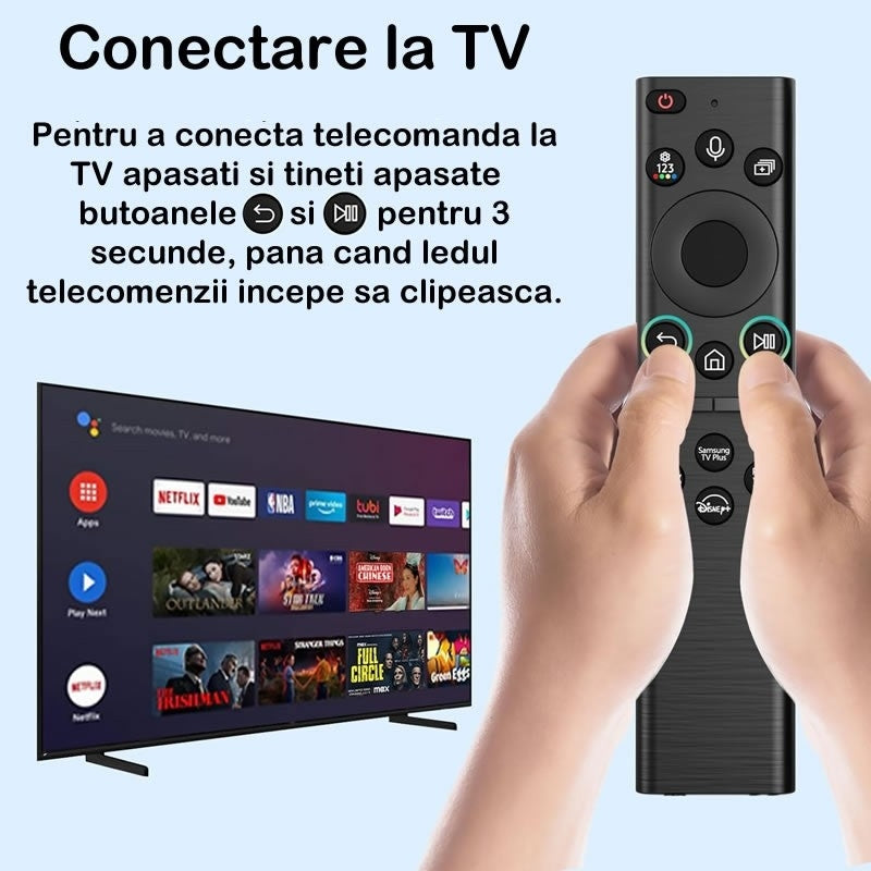 Telecomanda compatibila Samsung BN59-01385A, comanda vocala, incarcare panou solar si USB-C, Negru