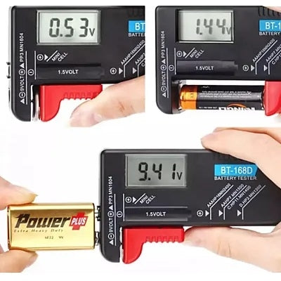 Tester universal Digital pentru baterii și acumulatori R3, R6, R14, R20, 9V și tip buton, 1.5V - 9V: Verifică eficient starea energiei!