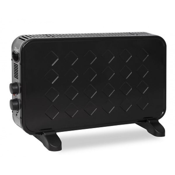 Convector electric de podea Negru, 2000W, 2 trepte de putere, Termostat reglabil