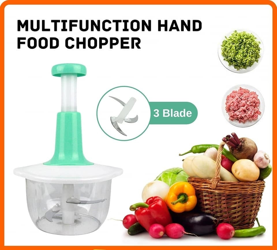Tocător Manual pentru Legume și Fructe, Vas 1,5 L, Lame din Inox, Alb