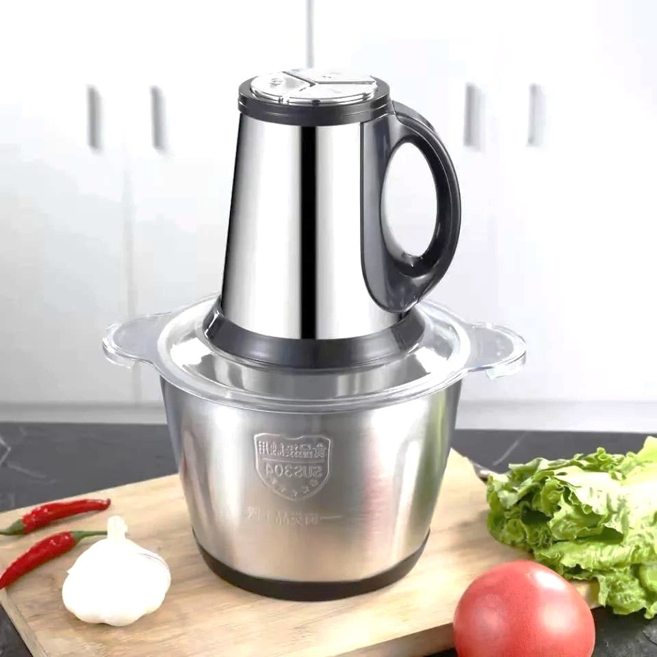 Robot de Bucătărie Tocător 1000W, Bol Inox 3L, 4 Lame, 3 Viteze și Funcție Batere Ouă